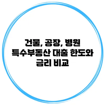 건물, 공장, 병원 특수부동산 대출 한도와 금리 비교