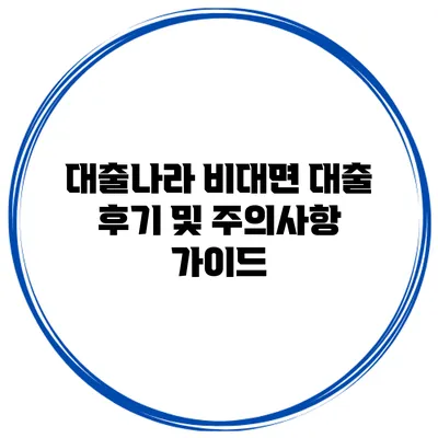대출나라 비대면 대출 후기 및 주의사항 가이드