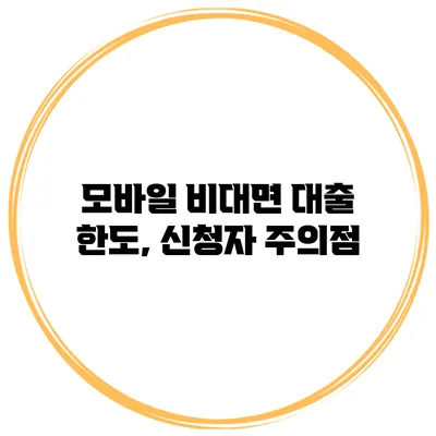 모바일 비대면 대출 한도, 신청자 주의점