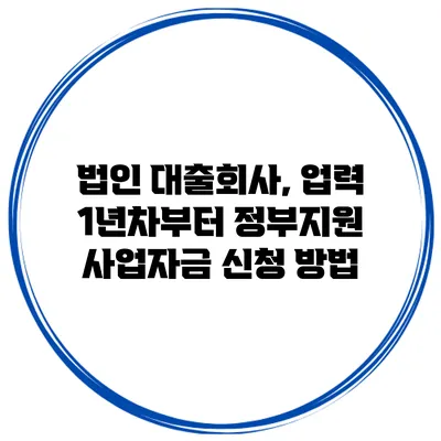 법인 대출회사, 업력 1년차부터 정부지원 사업자금 신청 방법