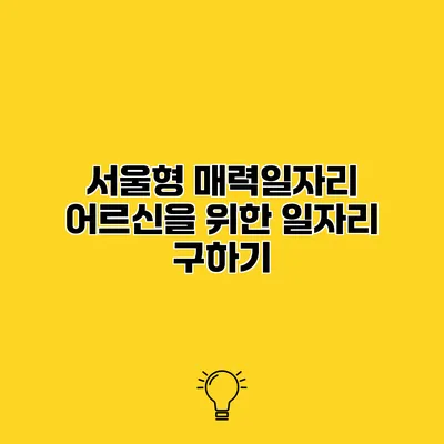 서울형 매력일자리 어르신을 위한 일자리 구하기