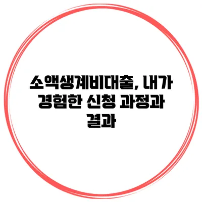 소액생계비대출, 내가 경험한 신청 과정과 결과