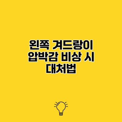 왼쪽 겨드랑이 압박감 비상 시 대처법