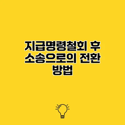 지급명령철회 후 소송으로의 전환 방법