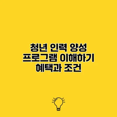 청년 인력 양성 프로그램 이해하기 혜택과 조건