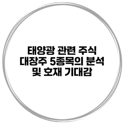 태양광 관련 주식 대장주 5종목의 분석 및 호재 기대감